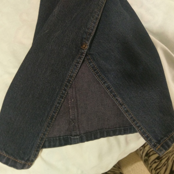 Abercrombie & Fitch lace-up flare jeans, dark wash - Picture 3 of 8